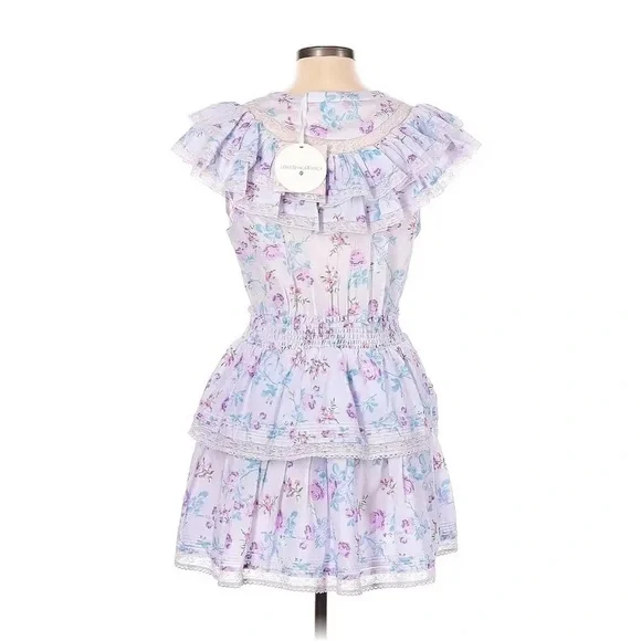 Love Shack Fancy x Target Lou in Purple Floral Double Ruffle Tiered Dress Medium - Picture 9 of 9